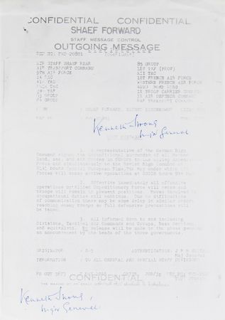 Lot #364 World War II Book Message: Eisenhower's SHAEF Forward Total Ceasefire Order (May 7, 1945): 