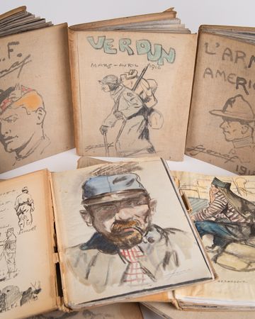 Lot #354 Lucien Jonas (8) Original WWI Drawings in Limited Edition Book Set - Image 1