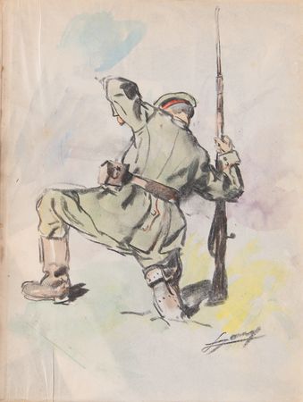 Lot #354 Lucien Jonas (8) Original WWI Drawings in Limited Edition Book Set - Image 4