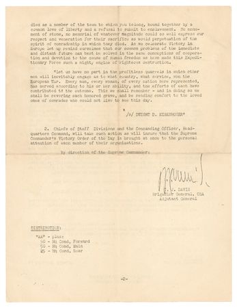 Lot #417 World War II: 'Victory Order of the Day' from V-E Day (May 8, 1945) - Image 2
