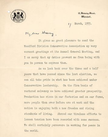 Lot #384 Winston Churchill Typed Letter Signed on Conservative Leadership: 