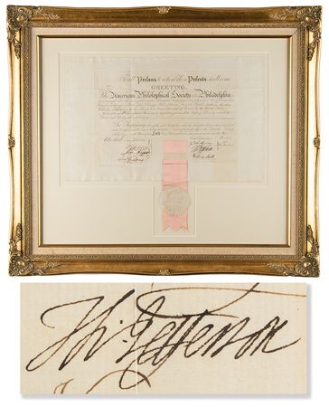Lot #3 Thomas Jefferson Signed American Philosophical Society Certificate - Image 1
