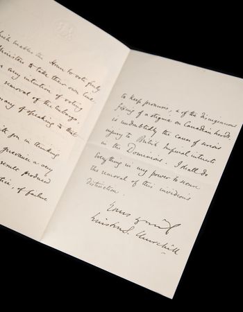 Lot #386 Winston Churchill Autograph Letter Signed on the Canadian Cattle Embargo - Image 1
