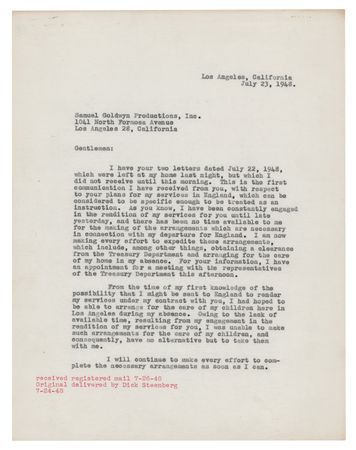 Lot #885 David Niven Typed Letter Signed - Image 1