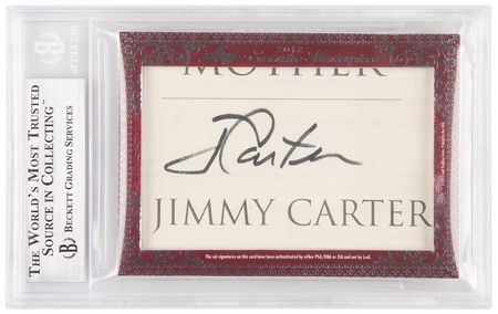 Lot #57 Bill Clinton and Jimmy Carter (2) Signatures (2012 Leaf Executive Collection #1/1) - Image 2