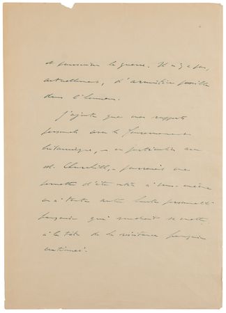 Lot #392 Charles de Gaulle WWII-Dated Autograph Letter Signed to Gen. Weygand, from Exile in London on June 20, 1940: 