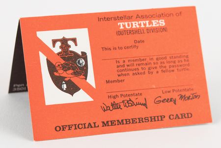 Lot #644 Wally Schirra: International Turtle Club Membership Card and Pin - Image 3