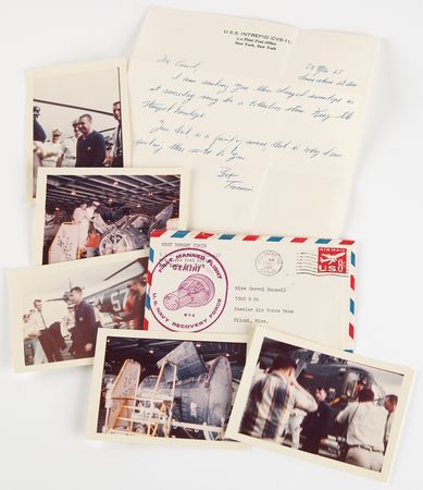 Lot #625 Gemini 3 (5) Candid Recovery Photographs and Recovery Cover - Image 1
