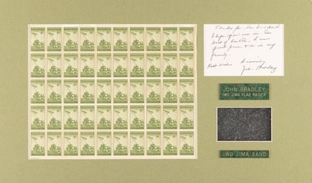 Lot #500 Iwo Jima: John Bradley Autograph Note Signed and Iwo Jima Sand - Image 1