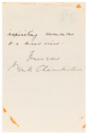 Lot #378 Neville Chamberlain World War II-Dated Autograph Letter Signed to Lord Beaverbrook, Four Days Before His Resignation (May 6, 1940): 
