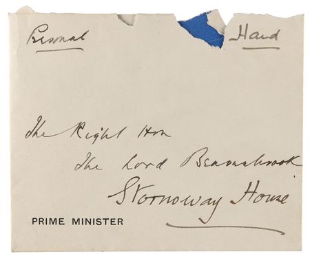 Lot #378 Neville Chamberlain World War II-Dated Autograph Letter Signed to Lord Beaverbrook, Four Days Before His Resignation (May 6, 1940): 
