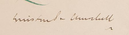 Lot #361 Winston Churchill Hand-Illuminated Signed Quotation: 