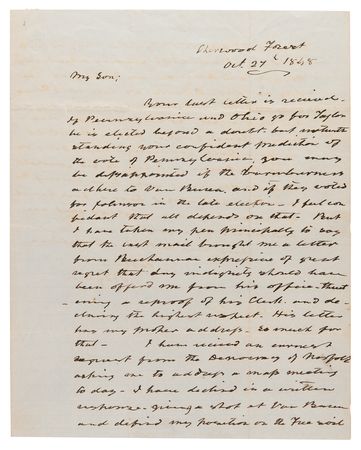 Lot #6 John Tyler Autograph Letter Signed Twice on the 1848 Presidential Election - 