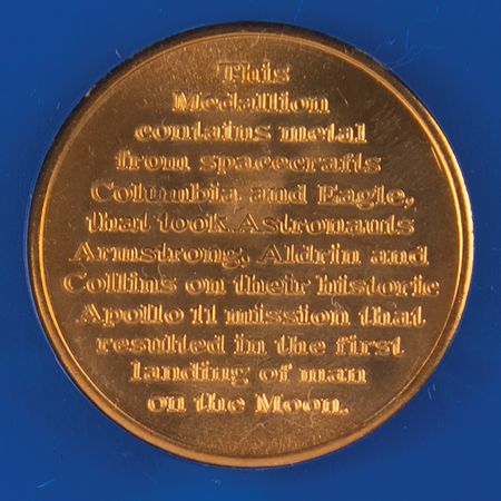 Lot #596 Apollo 11 Lunar Landing Anniversary Medallions (3), Minted with Flown Metal - Image 4