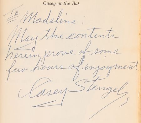 Lot #966 Casey Stengel Signed Book - Casey at the Bat: The Story of My Life in Baseball - Image 2