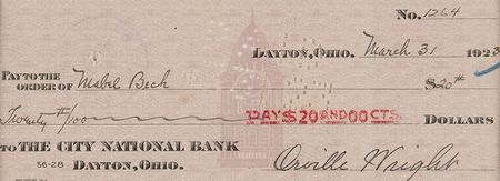 Lot #585 Orville Wright Signed Check - Image 2