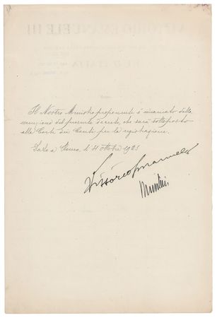 Lot #526 Benito Mussolini and Vittorio Emanuele III Document Signed - Image 1