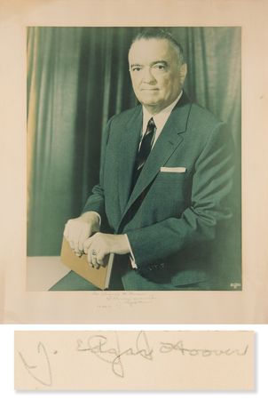 Lot #280 J. Edgar Hoover Oversized Signed Photograph, Presented to an FBI Hostage Negotiator - Image 2