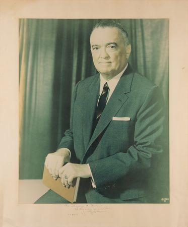 Lot #280 J. Edgar Hoover Oversized Signed Photograph, Presented to an FBI Hostage Negotiator - Image 1