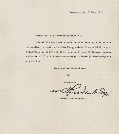 Lot #498 Paul von Hindenburg Typed Letter Signed - Image 1