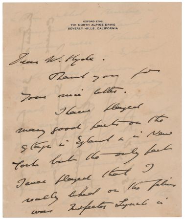 Lot #814 Nigel Bruce Autograph Letter Signed: 