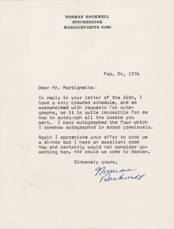 Lot #679 Norman Rockwell Typed Letter Signed - Image 1
