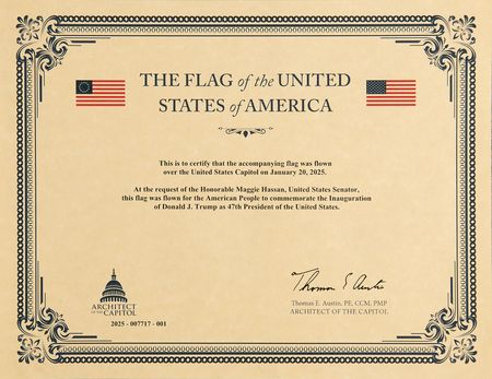 Lot #145 Donald Trump 2025 U.S. Capitol-Flown Inauguration Flag - Image 2