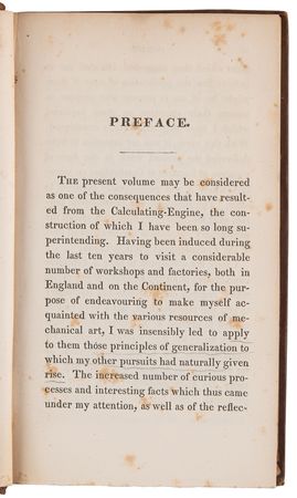 Lot #248 Charles Babbage: On the Economy of Machinery and Manufactures (First American Edition) - Image 3