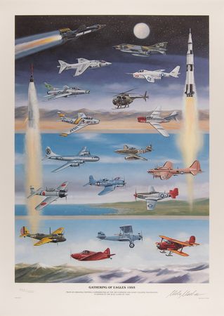 Lot #580 Aviation Pioneers Set of (3) Signed Lithographs - '1995 Gathering of Eagles' (Ltd. Ed. #732/1000) - From the Personal Collection of Gene Cernan - Image 3