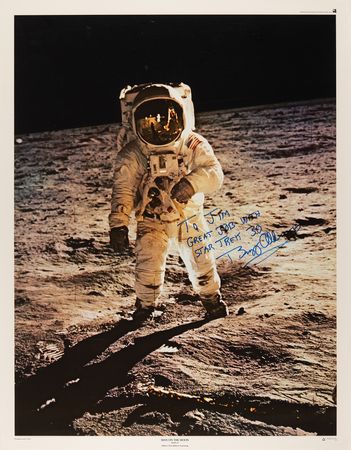 Lot #590 Buzz Aldrin Signed Poster: 