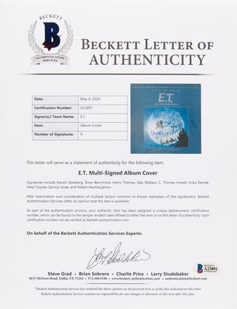 Lot #835 E.T. the Extra-Terrestrial Signed Audiobook/Soundtrack Album with Spielberg and Barrymore - Image 2