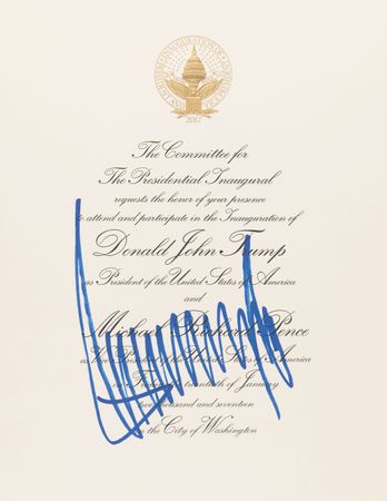 Lot #136 Donald Trump Signed 2017 Presidential Inauguration Invitation - Image 1