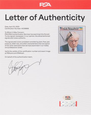 Lot #123 Donald Trump Signed New York Post Newspaper with 'Mug Shot' Front Page (August 25, 2023) - Image 3