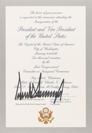 Lot #138 Donald Trump Signed 2017 Inaugural Ceremonies Pass - Image 1