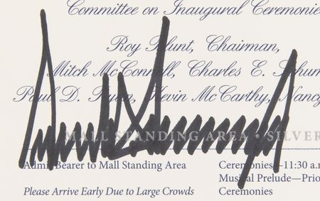 Lot #138 Donald Trump Signed 2017 Inaugural Ceremonies Pass - Image 2