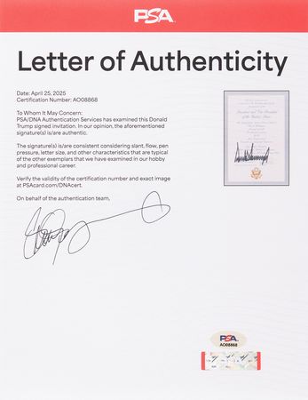 Lot #138 Donald Trump Signed 2017 Inaugural Ceremonies Pass - Image 3