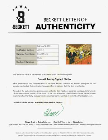 Lot #124 Donald Trump Signed Photograph - Image 2