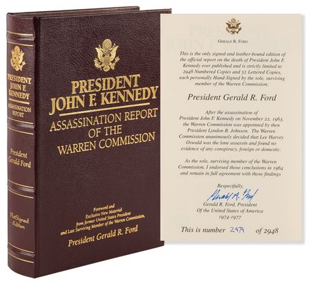 Lot #70 Gerald Ford Signed Book - Assassination Report of the Warren Commission (Ltd. Ed. #2474/2948) - Image 1