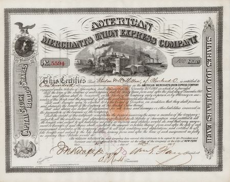 Lot #268 William Fargo Signed Stock Certificate - Image 1