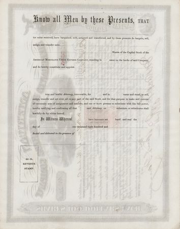 Lot #268 William Fargo Signed Stock Certificate - Image 2