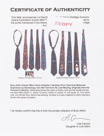 Lot #591 Buzz Aldrin's Personally-Owned 'Moon Rock Collection' Necktie - Image 6