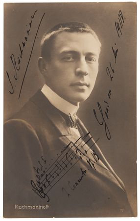 Lot #756 Sergei Rachmaninoff Signed Photograph with Autograph Musical Quotation - Image 1