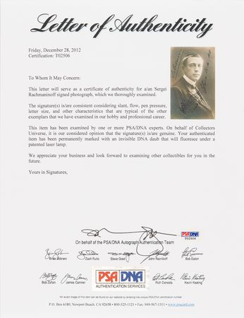 Lot #756 Sergei Rachmaninoff Signed Photograph with Autograph Musical Quotation - Image 2