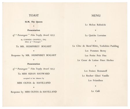 Lot #808 Humphrey Bogart, Lauren Bacall, and Olivia de Havilland Signed Program - Image 2