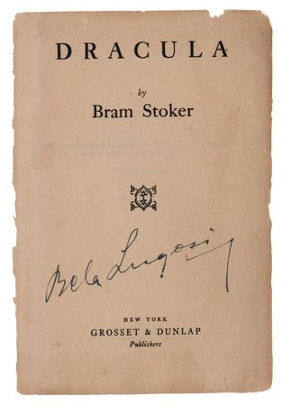Lot #877 Bela Lugosi Signed Title Page from Bram Stoker’s Dracula - Image 1