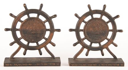 Lot #555 USS Constitution 1927 Restoration Relic Bronze Bookends (2) - Image 1