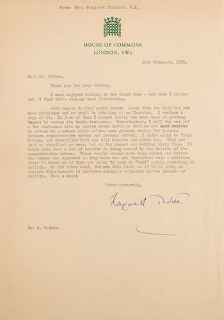 Lot #334 Margaret Thatcher (4) Letters on Comprehensive Education - Image 2