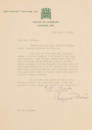 Lot #334 Margaret Thatcher (4) Letters on Comprehensive Education - Image 7