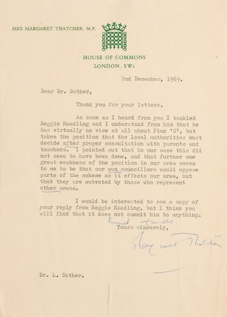 Lot #334 Margaret Thatcher (4) Letters on Comprehensive Education - Image 8