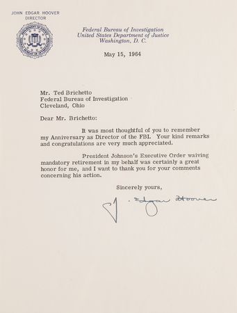Lot #279 J. Edgar Hoover (5) Typed Letters Signed - Image 4